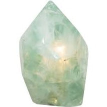 Krystal lampe m. pointed top m. LED lys - Rå Bjergkrystal