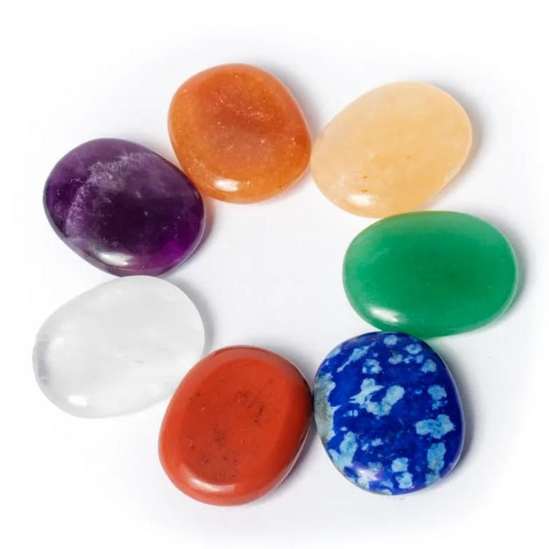 7 Chakra krystaller Palmstone & Meditations sten