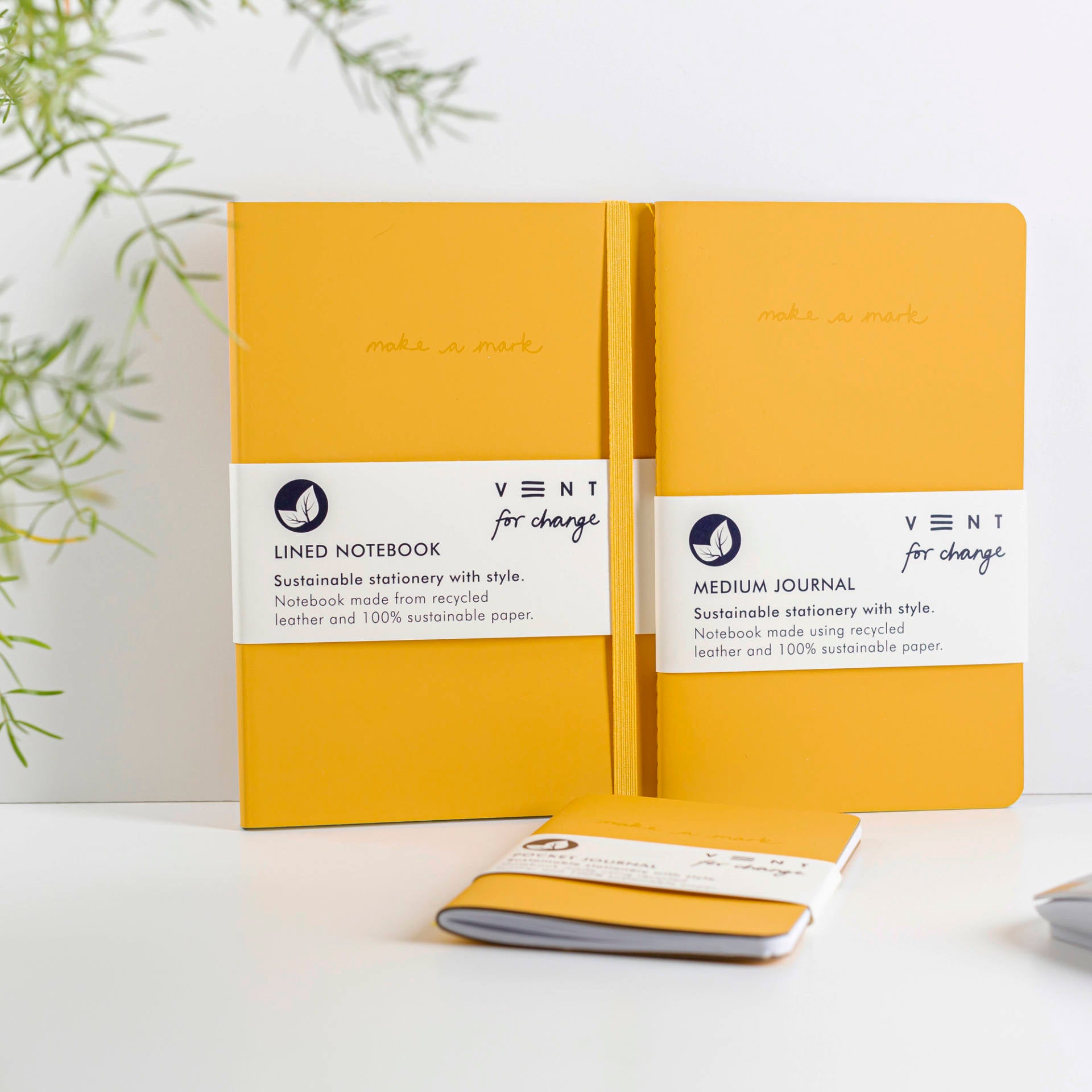 Vent for Change - Notesbog, Recycled læder - Senneps Gul