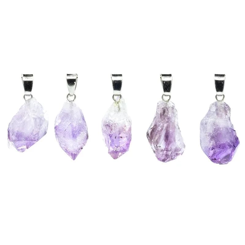 Vedhæng m. Sølv - Rå Ametyst krystal