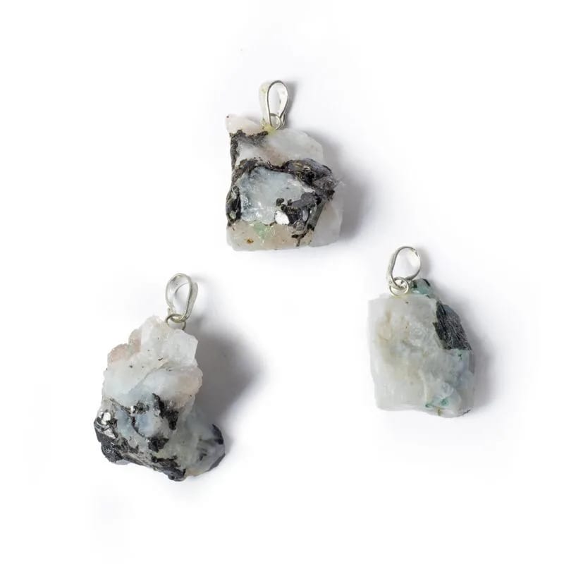 Vedhæng m. sølv - Rå Månesten Krystal