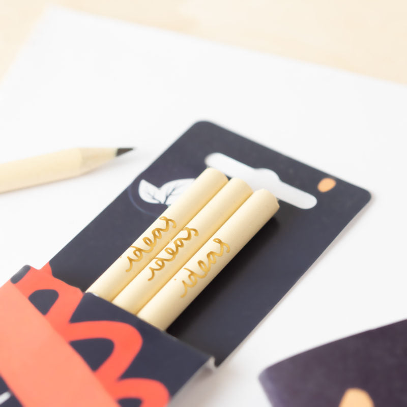 Blyanter af Recycled CD covers, pakke m. 3 stk - Buttermilk Gold Ideas