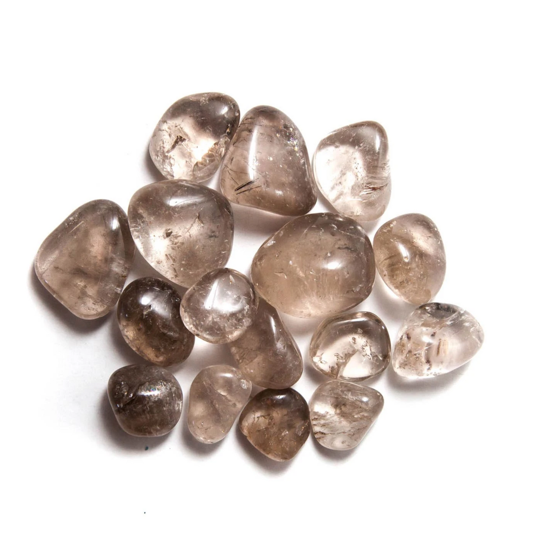 Røgkvarts Krystal - Polerede Tromlesten