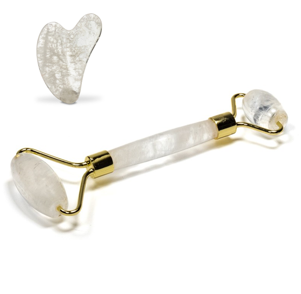 Massage sæt m. Face Roller & Gua Sha - Bjergkrystal