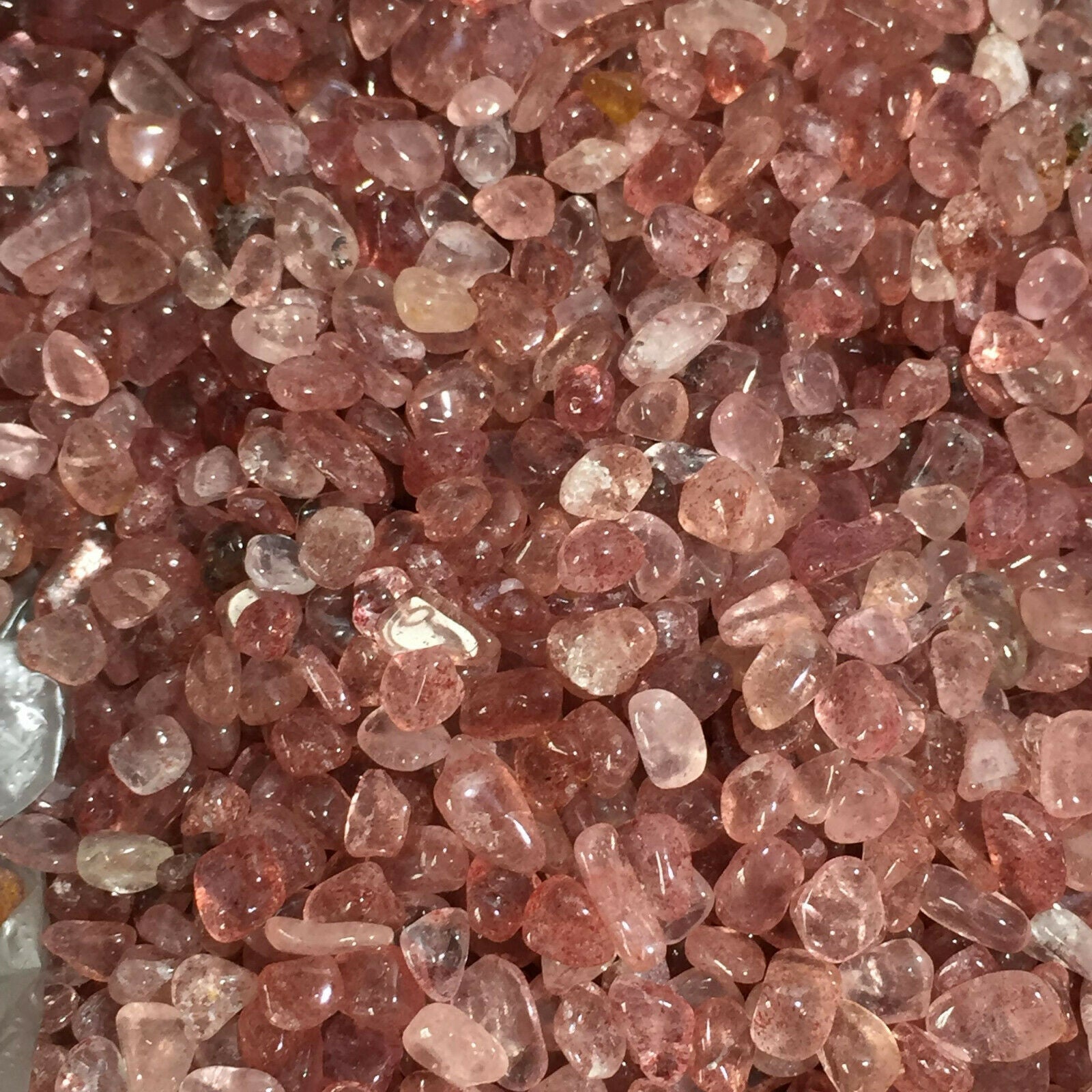 Jordbær kvarts - Mini Tromlesten - Pose m. 100g