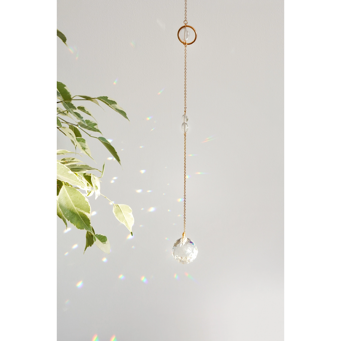 Krystal uro og Suncatcher - Rå Bjergkrystal og Kvarts Krystal - 124cm
