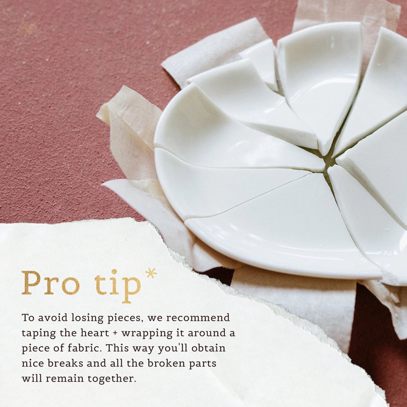 Kintsugi Reparationssæt med hjerteskål | Japansk reparationsteknik med guldlim