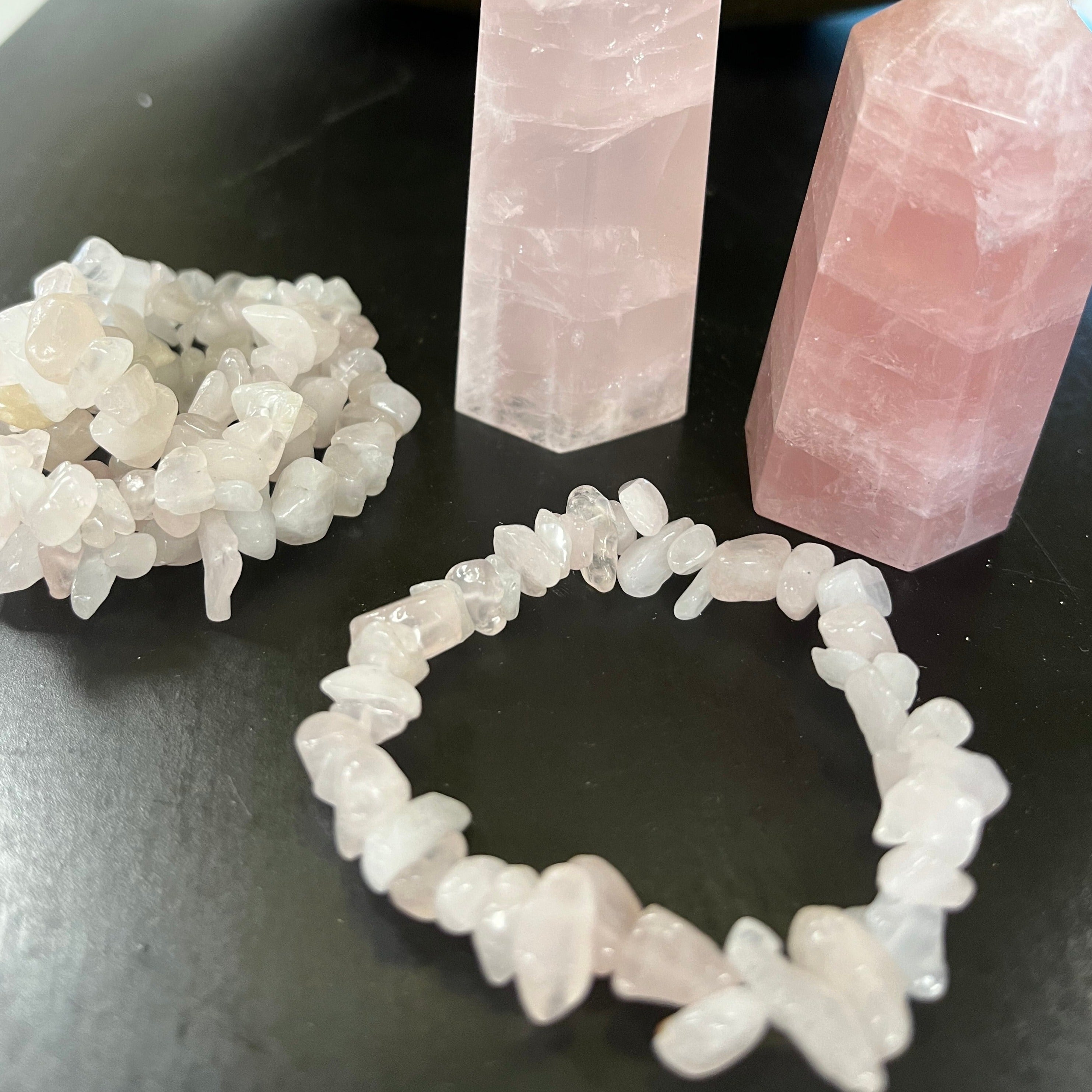 Rosenkvarts Armbånd - Chips Krystaller