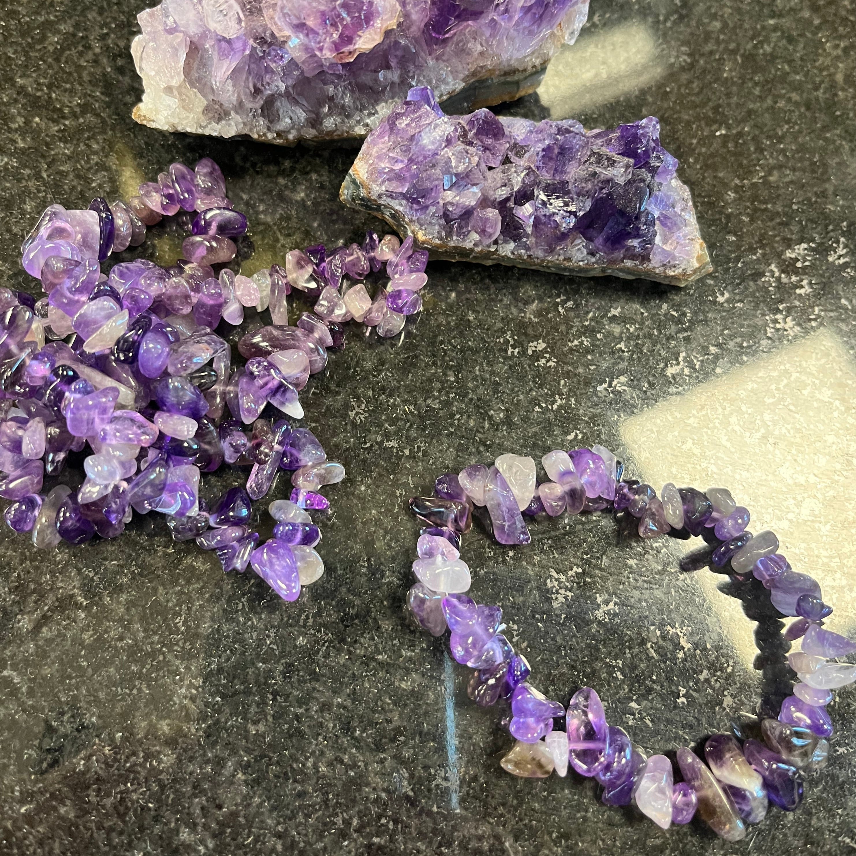 Ametyst Armbånd - Chips Krystaller