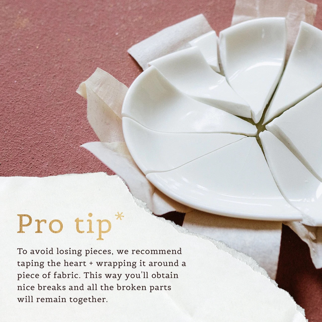 Kintsugi Reparationssæt med hjerteskål | Japansk reparationsteknik med guldlim