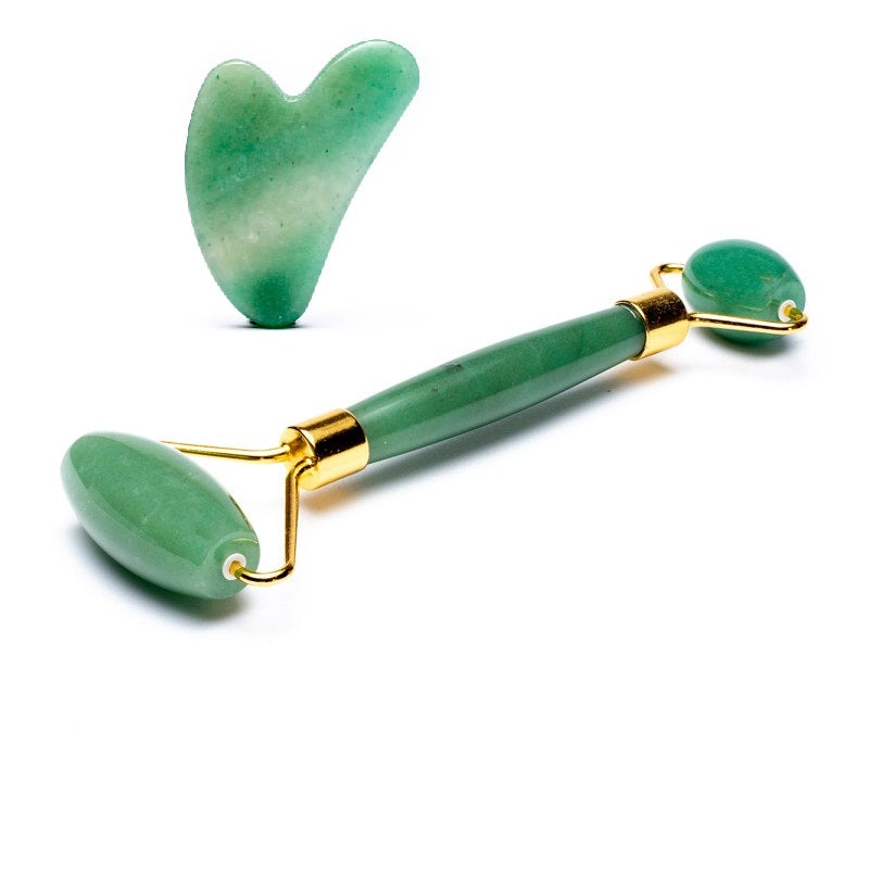 Massage sæt m. Face Roller & Gua Sha - Aventurin