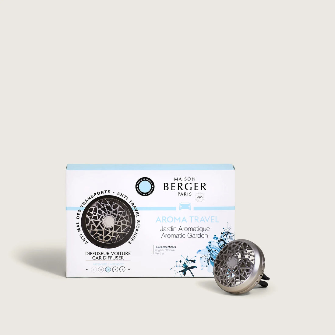 Maison Berger luftfrisker til bilen med Aroma Travel mod køresyge