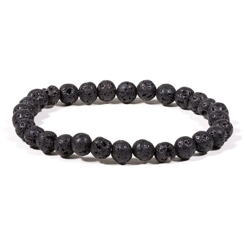Lavasten armbånd med vulkanske perler til grounding og aromaterapi