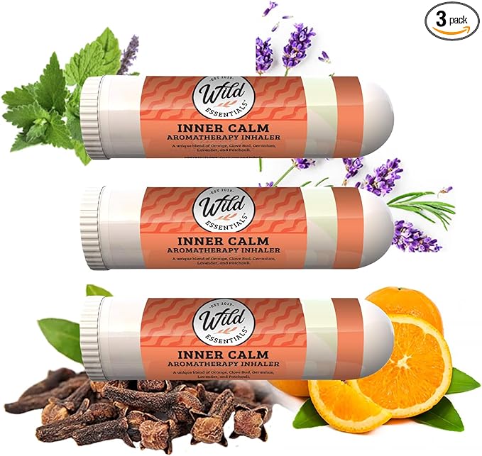 Næseinhalator med Inner calmæteriske olier, 3-pak, aromaterapi, indre ro, velvære