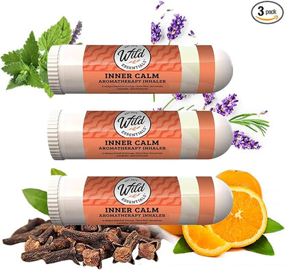 Næseinhalator med Inner calmæteriske olier, 3-pak, aromaterapi, indre ro, velvære