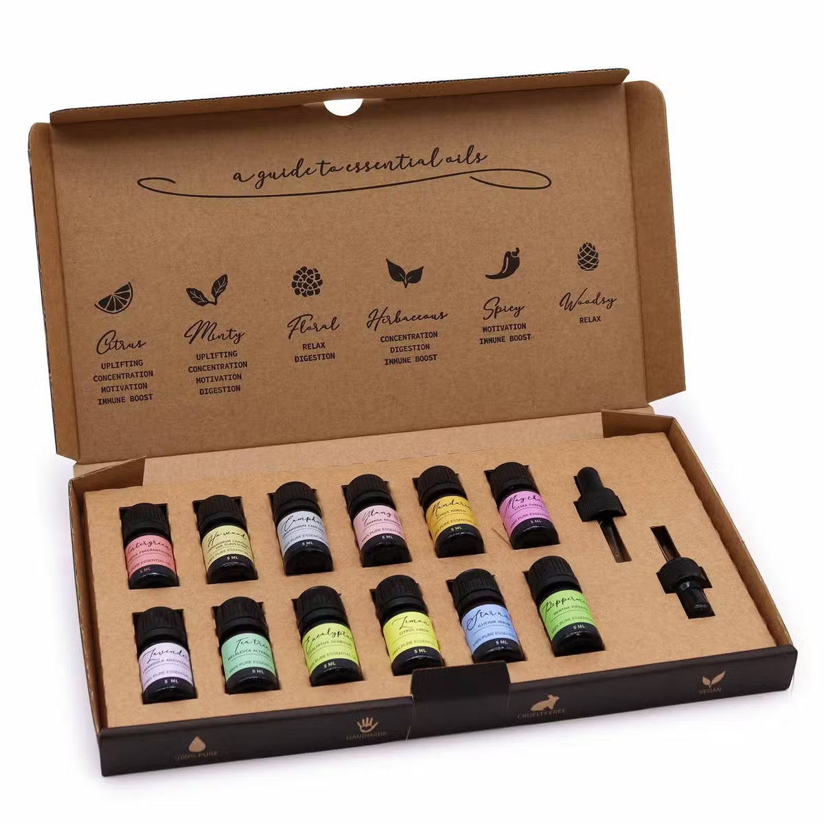 Aromaterapi sæt med æterisk olie | Starterkit med 12 dufte