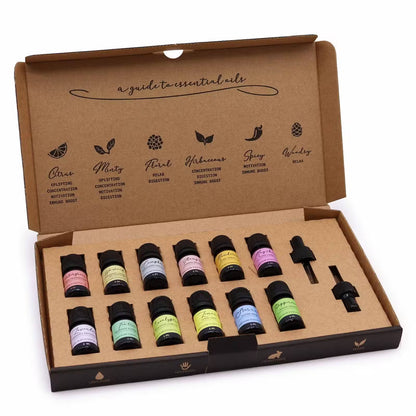 Aromaterapi sæt med æterisk olie | Starterkit med 12 dufte