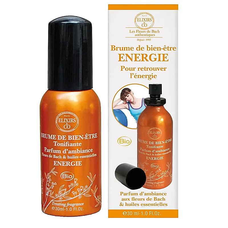 Bach energisk room spray i orange flaske til personlig velvære