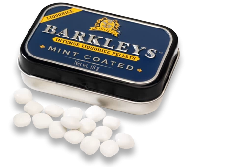 Barkleys retro æske med lakrids mint pastiller - klassisk lakrids med mint smag