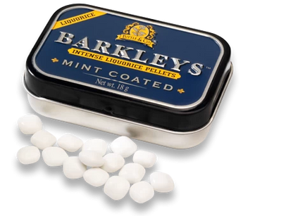 Barkleys mint coated - klassisk lakrids med mint smag | retro æske