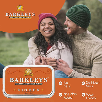 Barkleys Mint Ginger – frisk, intens og krydret mint i smuk retro æske. Vegansk og naturlig friskhed med langvarig effekt.