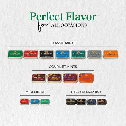 Barkleys Gourmet Mint med Ingefær &amp; Appelsin – frisk, krydret og vegansk. En luksuriøs mint oplevelse i elegant retro æske.