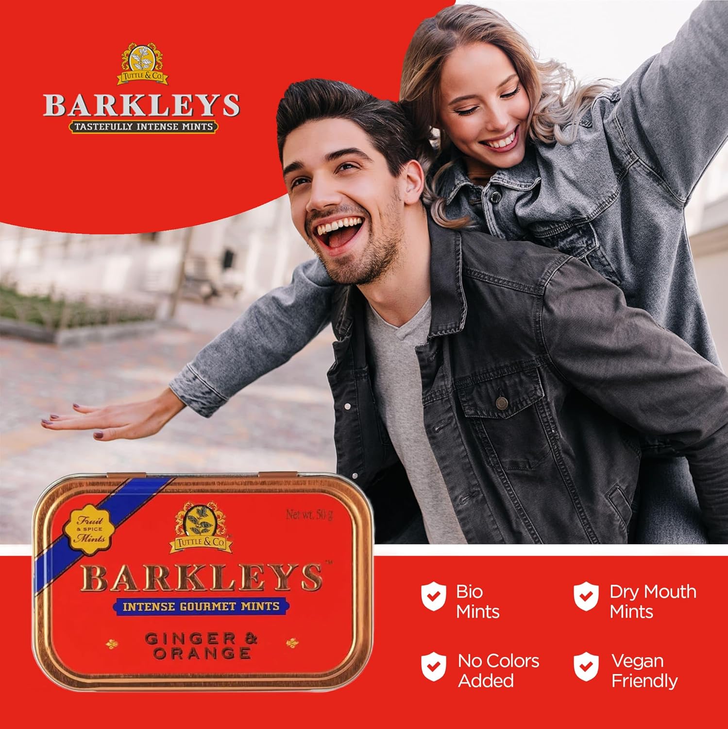 Barkleys Gourmet Mint med Ingefær &amp; Appelsin – frisk, krydret og vegansk. En luksuriøs mint oplevelse i elegant retro æske.