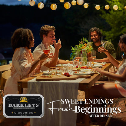 Barkleys Mint Lakrids Pastiller – frisk mint møder sød lakrids i smuk retro æske. Vegansk, naturlig og tastefully intense.