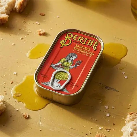 Berthe portugisiske sardiner i tre varianter – olivenolie, spicy piri-piri med pickles og tomatsauce med basilikum.