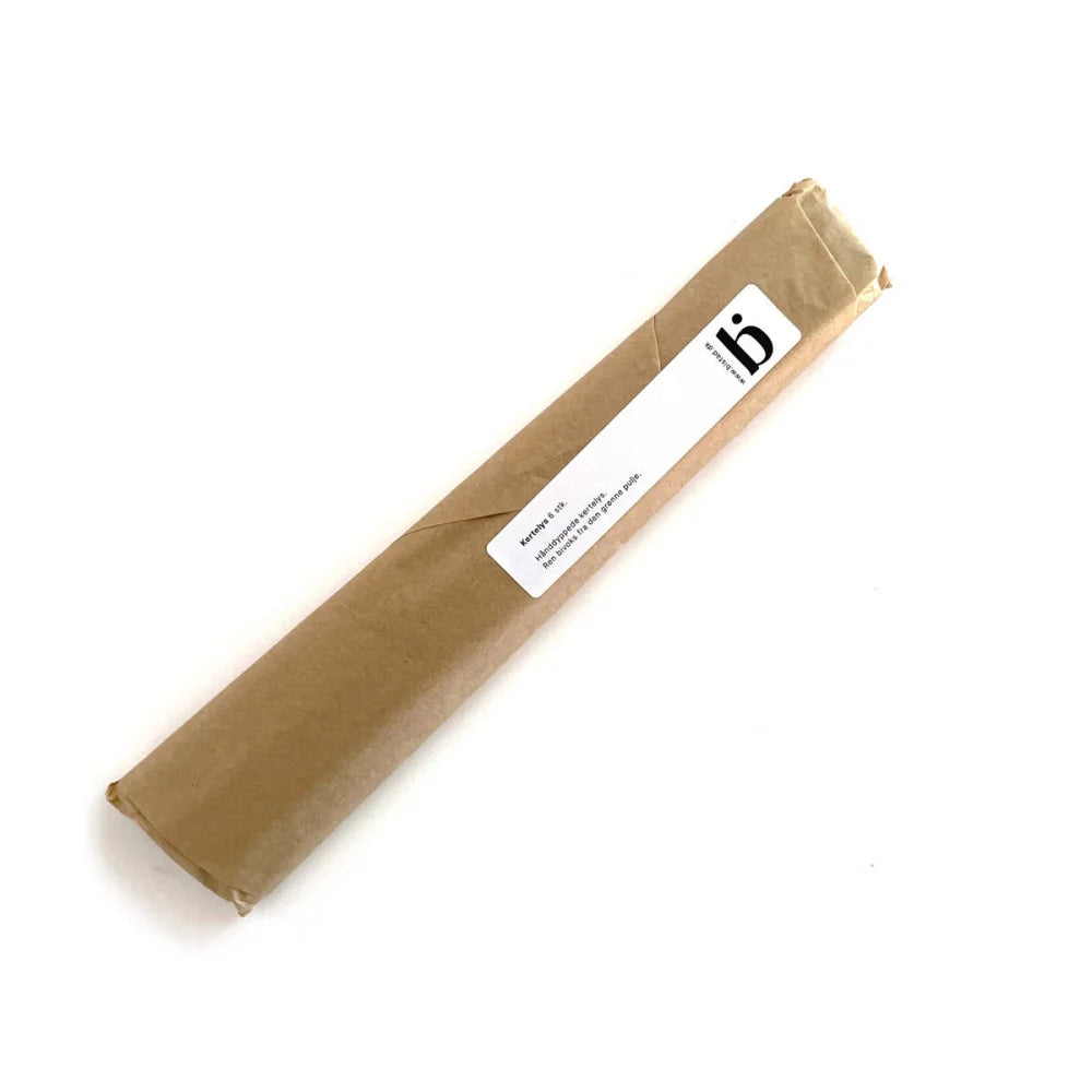 Bistad kertelys – 100 % Dansk bivoks | Hånddyppede, naturlige &amp; bæredygtige (6 stk)