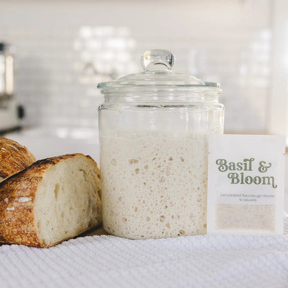 Basil &amp; Bloom økologisk dehydreret surdejsstarter på 10 g til surdejsbrød, pizza og focaccia.