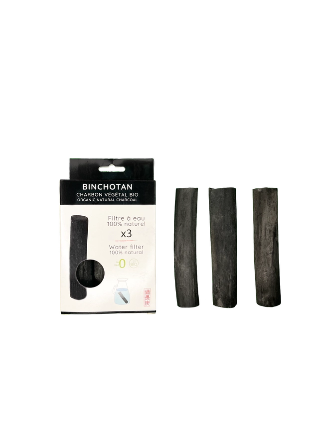 Binchotan Bio vandfilter – naturligt kulfilter til rent drikkevand | Sæt med 3 stk.