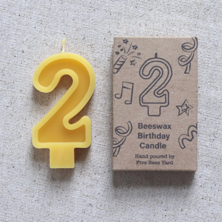 Naturlige number candles i 100 % rå bivoks. Håndlavet, lang brændetid og sikre direkte på kagen. Vælg tal 0–9 – bæredygtig pynt til fødselsdagen.
