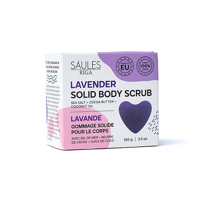 Lavendel solid body scrub i æske til naturlig kropspleje