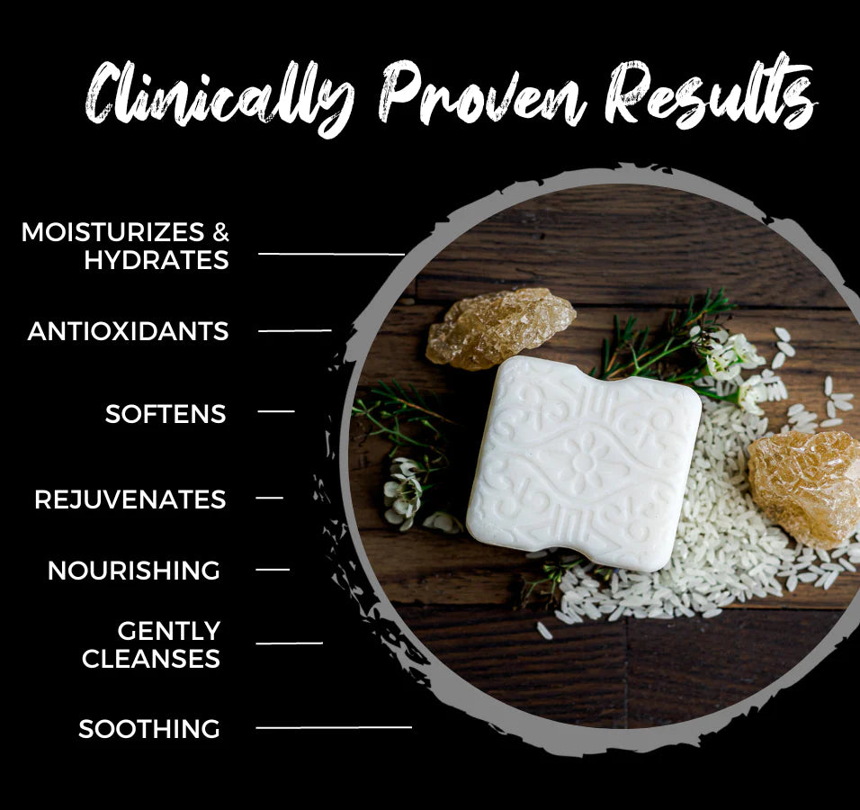En håndlavet body wash bar med Rice Water &amp; shea butter, der renser nænsomt, fugter dybt og efterlader huden blød med en luksuriøs duft af Hidden Waterfall.