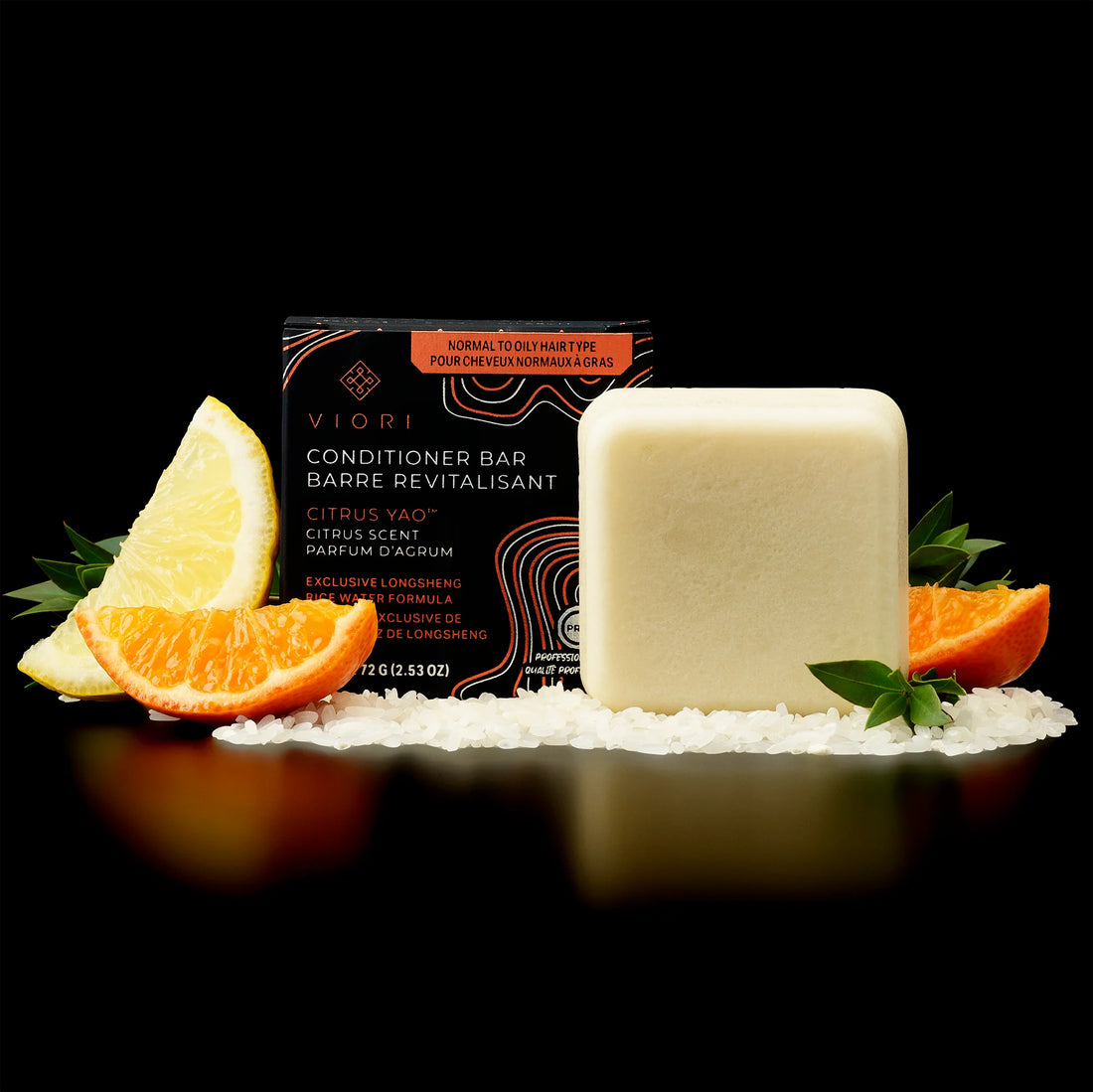 En plejende conditioner bar med Citrus Yao &amp; Rice Water, der tilfører fugt, styrke og naturlig volumen – perfekt til normalt og fedtet hår.