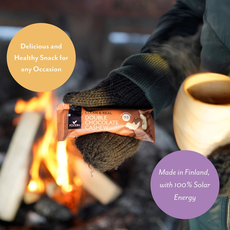 Foodin Double Chocolate Cashew Protein Bar – Ren chokolade, sprøde cashewsnødder | 19 g protein