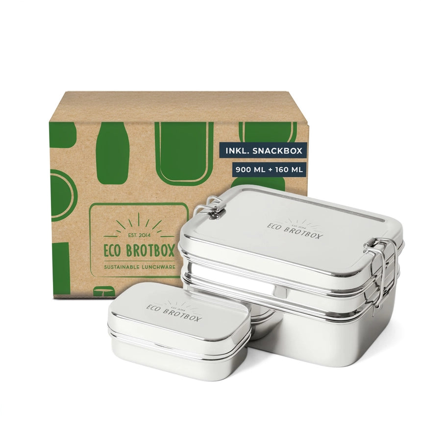 Dabba Magic madkasse i to lag med separat snackboks i rustfrit stål fra ECO Brotbox
