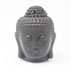 Sort Buddha oliebrænder i keramik med detaljeret hår og ansigt