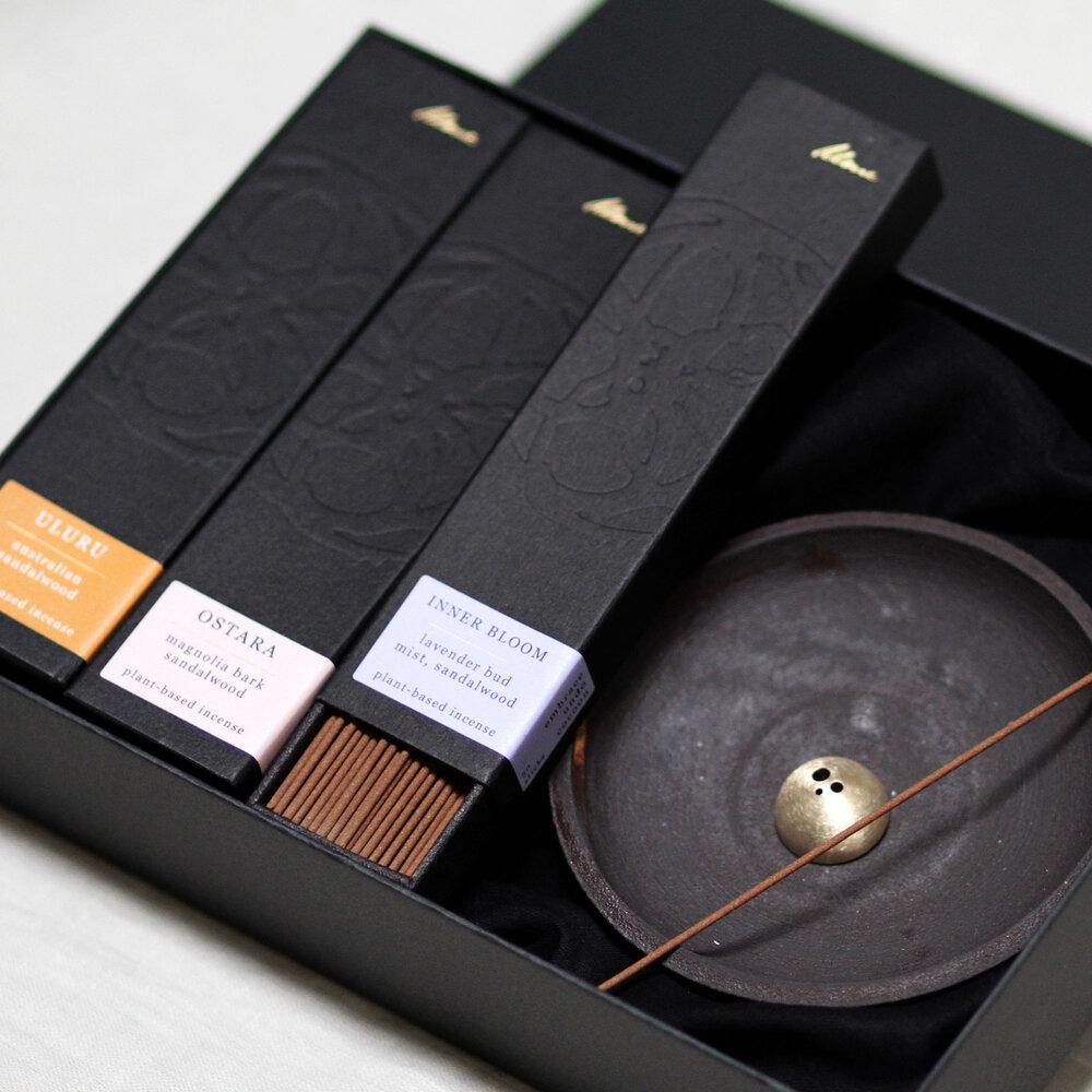 Ume Incense – Mindfulness | Smudging Sæt med Røgelse & Stentøjsskål