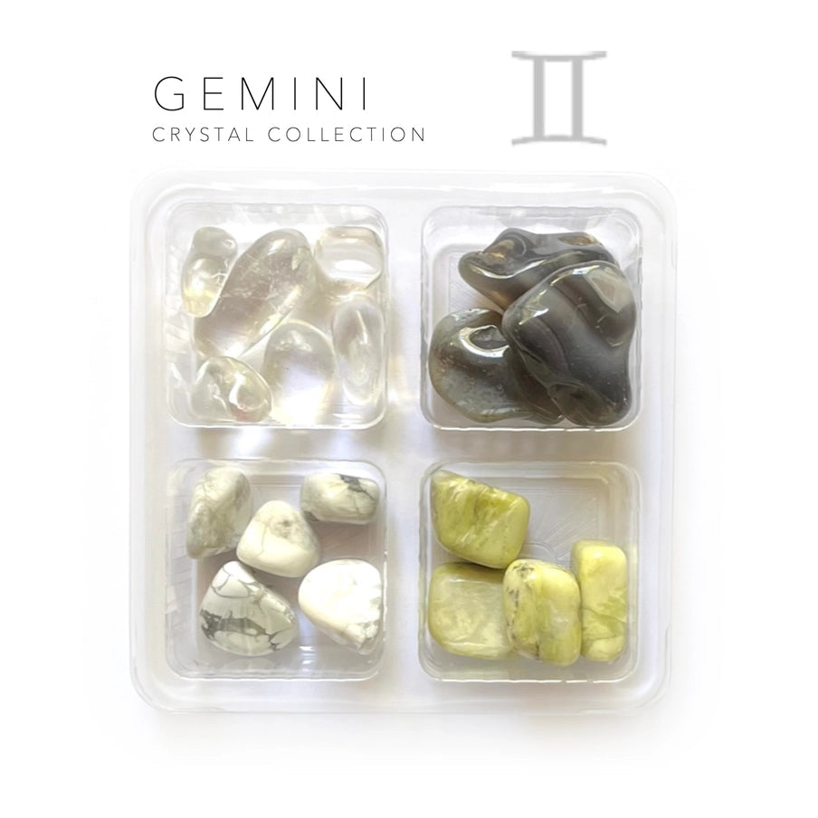 Gemini krystalkit med forskellige sten til kommunikation