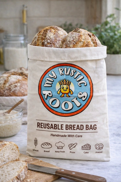 Genanvendelige brødposer i BPA-fri materialer holder brød frisk længere. Perfekt til surdejsbrød og bæredygtig opbevaring uden plastik.