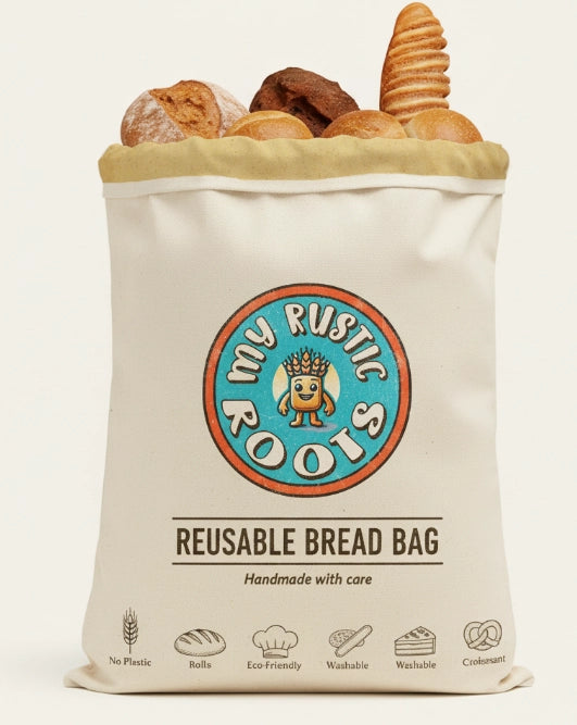Genanvendelige brødposer i BPA-fri materialer holder brød frisk længere. Perfekt til surdejsbrød og bæredygtig opbevaring uden plastik.