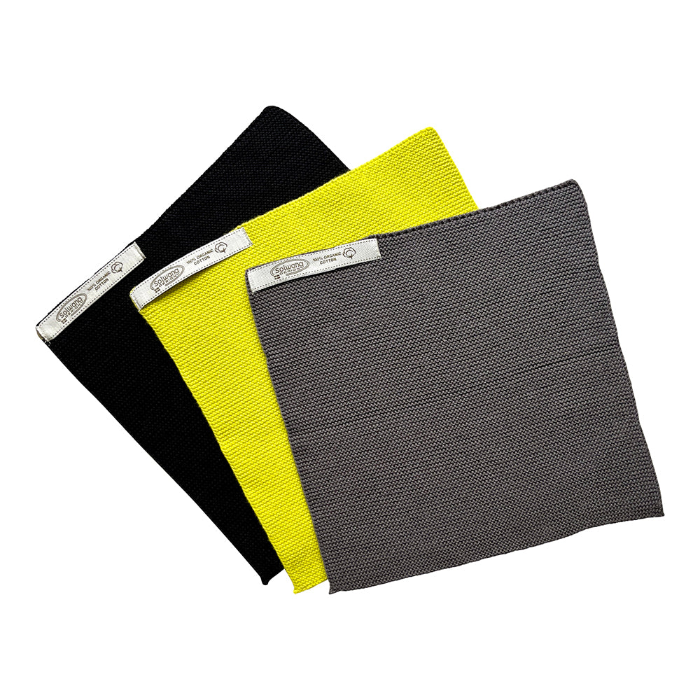 Solwang Design Karklude | Øko-Tex bomuld – Grå, Lemon &amp; Sort