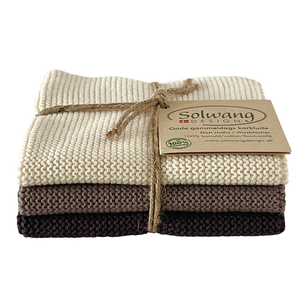 Solwang Design Karklude | Øko-Tex bomuld – Natur, Grå &amp; Mørkegrå