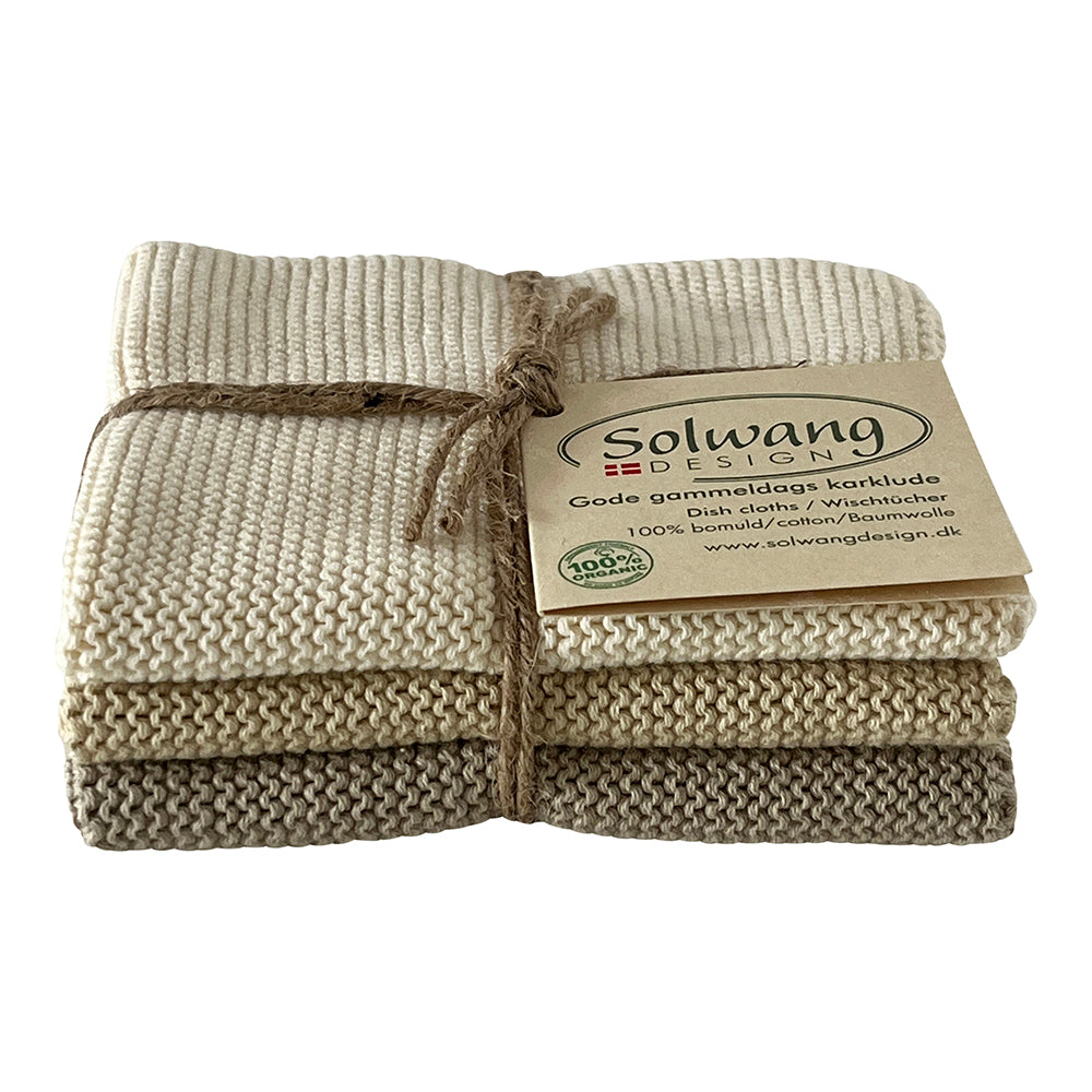 Solwang Design Karklude | Øko-Tex bomuld – Natur, Lys Khaki &amp; Khaki