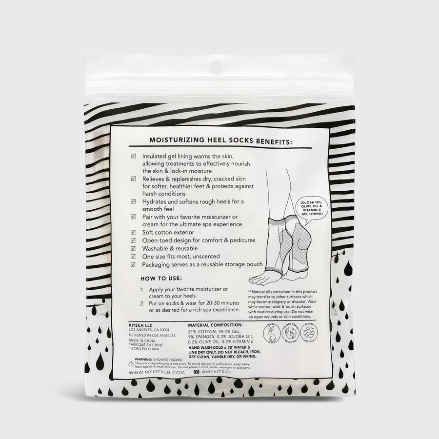Få bløde, velplejede fødder med KITSCH Moisturizing Spa Socks. Genanvendelige, fugtgivende sokker med gel-lining, der blødgør og plejer tør hud.