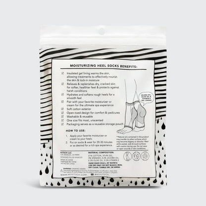 Få bløde, velplejede fødder med KITSCH Moisturizing Spa Socks. Genanvendelige, fugtgivende sokker med gel-lining, der blødgør og plejer tør hud.