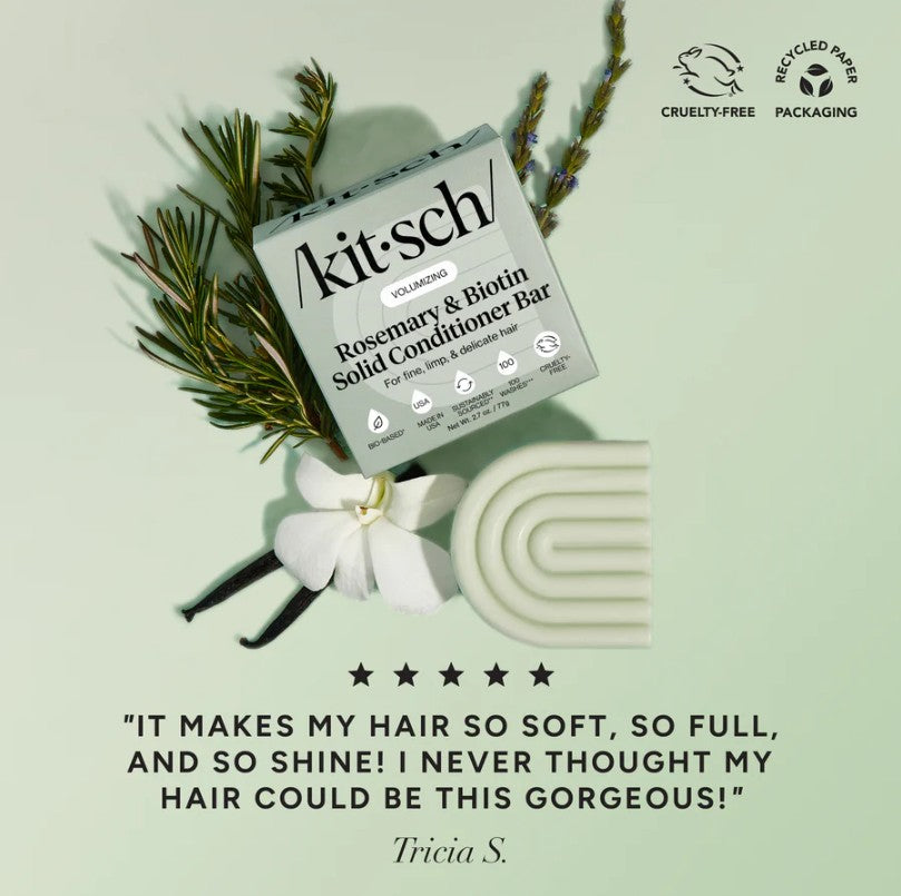 KITSCH Rosmarin &amp; Biotin Shampoo &amp; Conditioner bar - volume &amp; hårvækst | Fint &amp; tyndt hår