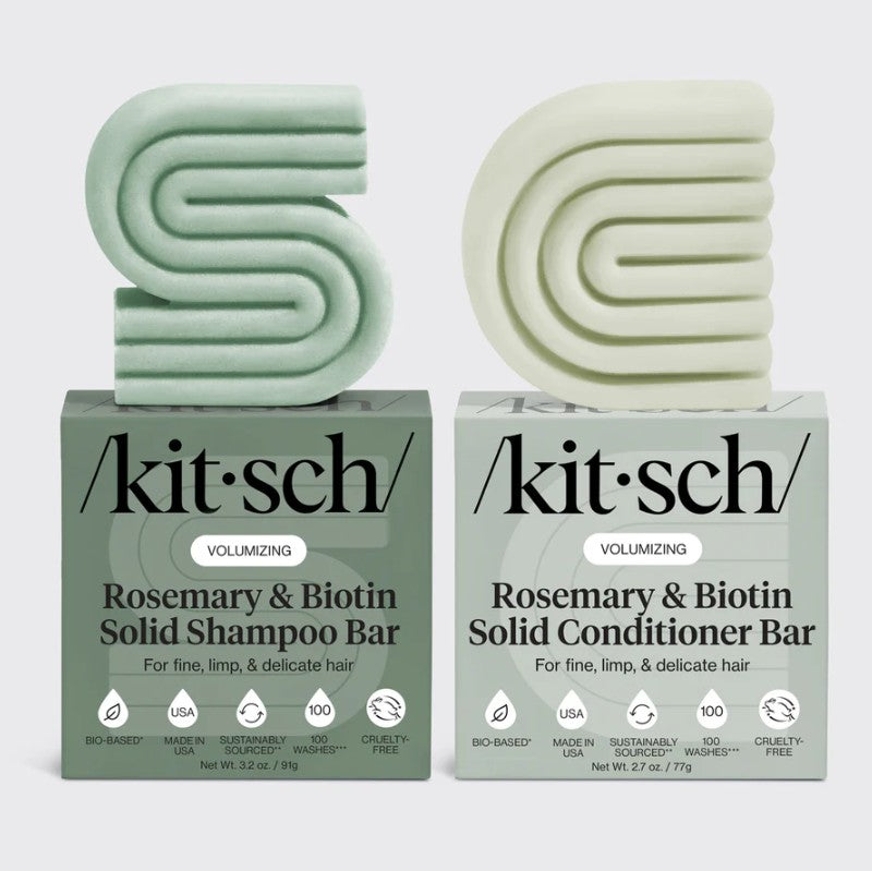 KITSCH Rosmarin &amp; Biotin Shampoo &amp; Conditioner bar - volume &amp; hårvækst | Fint &amp; tyndt hår